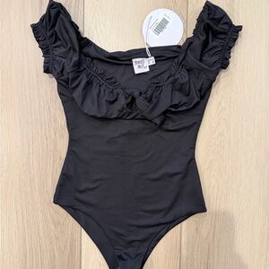 Princess Polly Black Ruffled Kids Bodysuit